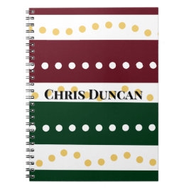 Burgundy and Emerald Golden Polka Dots Christmas  Anteckningsbok