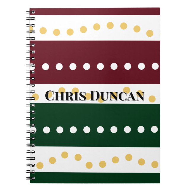 Burgundy and Emerald Golden Polka Dots Christmas  Anteckningsbok (Framsidan)