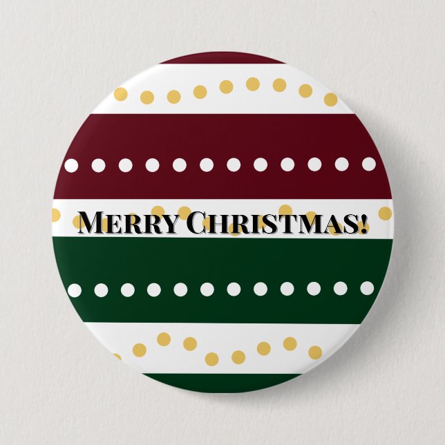 Burgundy and Emerald Golden Polka Dots Christmas  Knapp (Framsida)