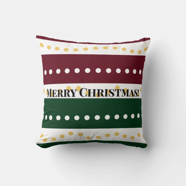Burgundy and Emerald Golden Polka Dots Christmas  Kudde (Framsida)