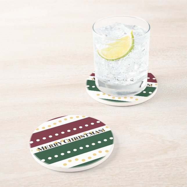 Burgundy and Emerald Golden Polka Dots Christmas  Underlägg (Sidan)