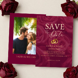 Burgundy and gold elegant save the date wedding   inbjudningar