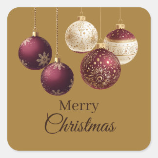 Burgundy and gold faux glitter fyrkantigt klistermärke