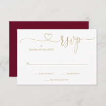 Burgundy and Guld Elegant Script Heart