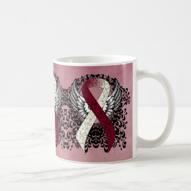 Burgundy and Ivory Ribbon with Wings Coffee Mug Kaffemugg (Höger)