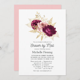 Burgundy and Rosa Blommigt Shower by Mail Inbjudningar
