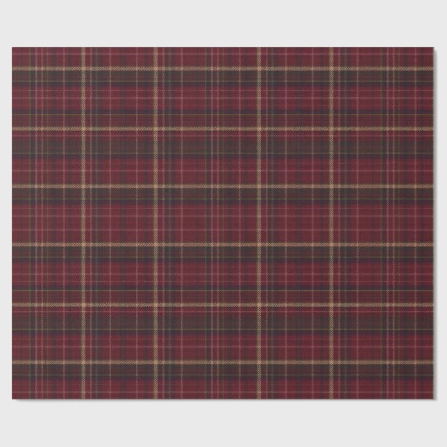 Burgundy and Tan Plaid Tartan Wrapping Paper  Presentpapper (Platt)