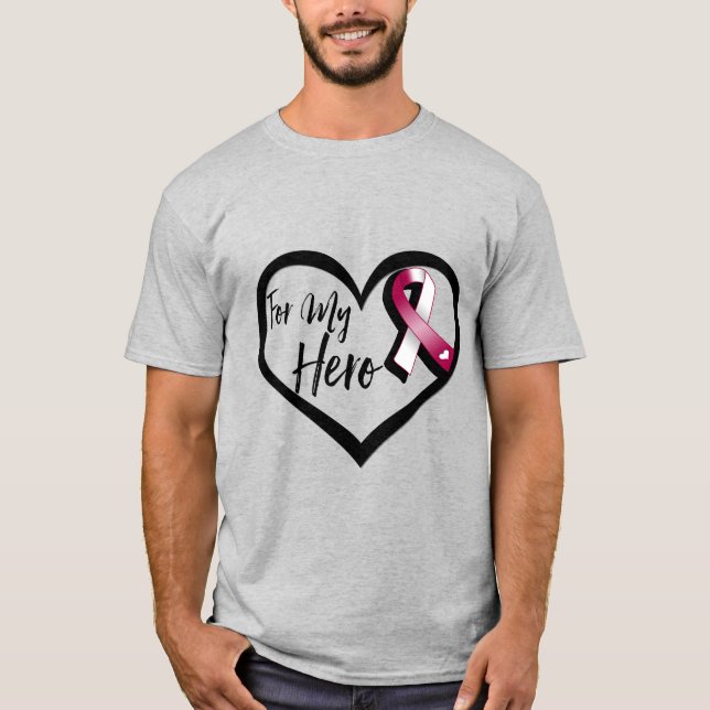 Burgundy and White Awareness Ribbon for My Hero Tee (Framsida)