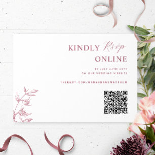 Burgundy and White Elegant QR Code OSA Bröllop Tilläggskort
