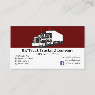 Burgundy and White Trucking Company Visitkort