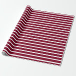 Burgundy and White Vågrät Stripe Presentpapper<br><div class="desc">Papper inkapsling av Vågrät Burgundy och White</div>