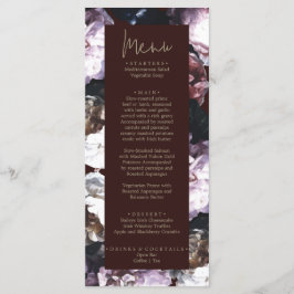 Burgundy Anpassningsbar Blommigt Bröllop Menu Meny