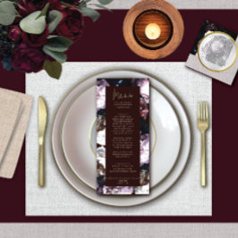 Burgundy Anpassningsbar Blommigt Bröllop Menu Meny