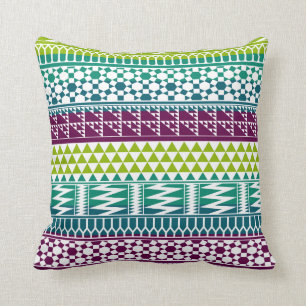 Burgundy Aqua Geometric Aztec Tribal Print Mönster Kudde