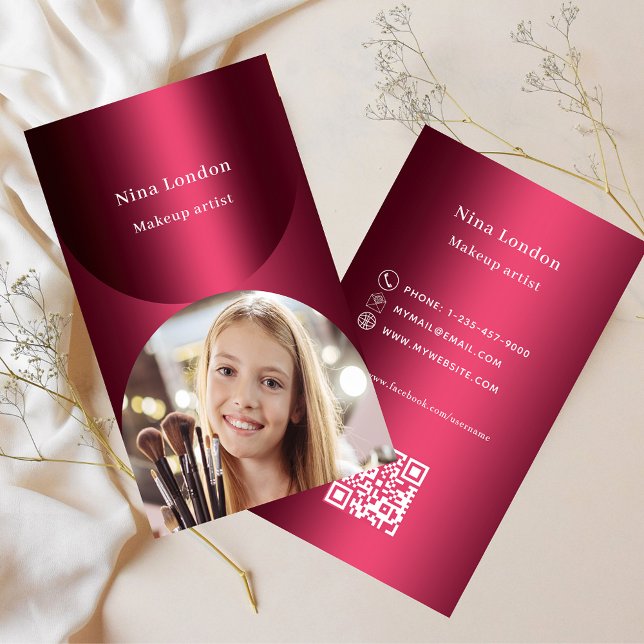 Burgundy arch-fotot Qr-kod Facebook-premie Visitkort (Skapare uppladdad)