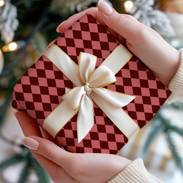 Burgundy Argyle Wrapping Paper Presentpapper (Skapare uppladdad)
