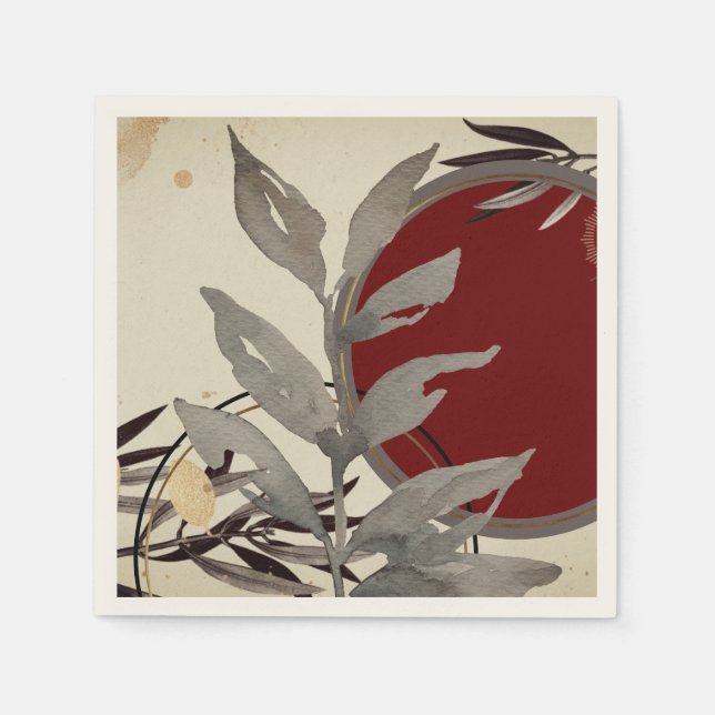 Burgundy Artistic Abstrakt Watercolor Pappersservett (Framsidan)