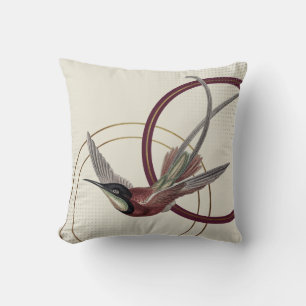 Burgundy Artistic Hummingbird Dekorativ kudde