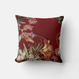 Burgundy Artistic Tiger Lily Blommigt Design Kudde