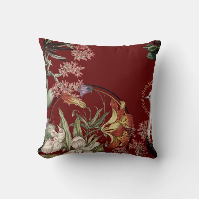Burgundy Artistic Tiger Lily Blommigt Design Kudde (Framsida)
