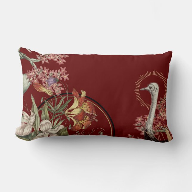 Burgundy Artistic Tiger Lily Blommigt Design Lumbarkudde (Framsida)