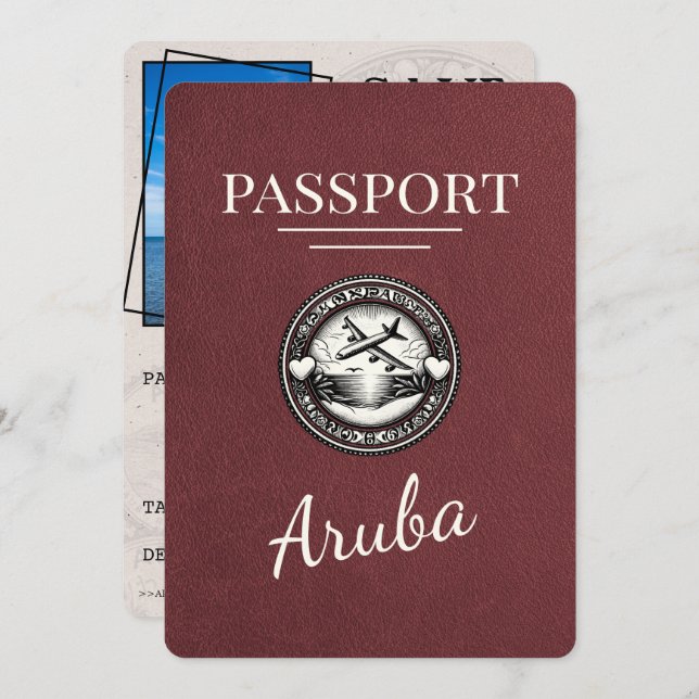 Burgundy Aruba Passport sparar datumet Spara Datumet (Fram/baksida)