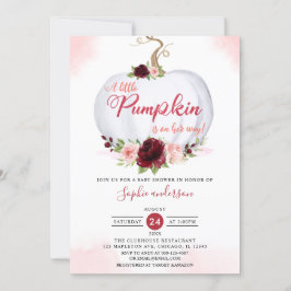 Burgundy Autumn A Little Pumpkin Fall Baby Shower Inbjudningar
