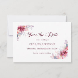 Burgundy Autumn Watercolor Calligraphy Wedding Spara Datumet