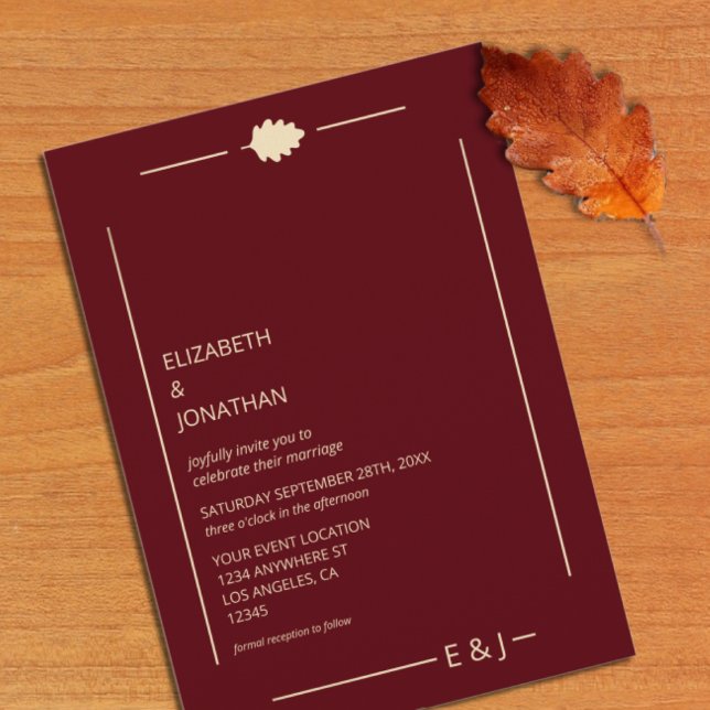 Burgundy Autumn Wedding Inbjudningar (Skapare uppladdad)