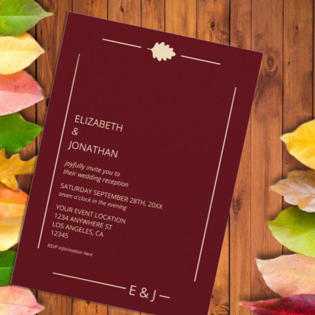 Burgundy Autumn Wedding Reception Inbjudningar (Skapare uppladdad)