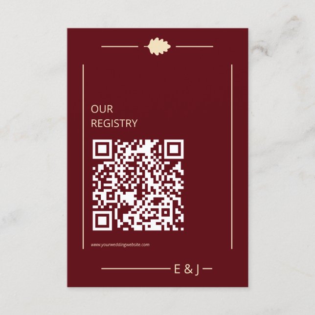 Burgundy Autumn Wedding Registry Tilläggskort (Framsida)