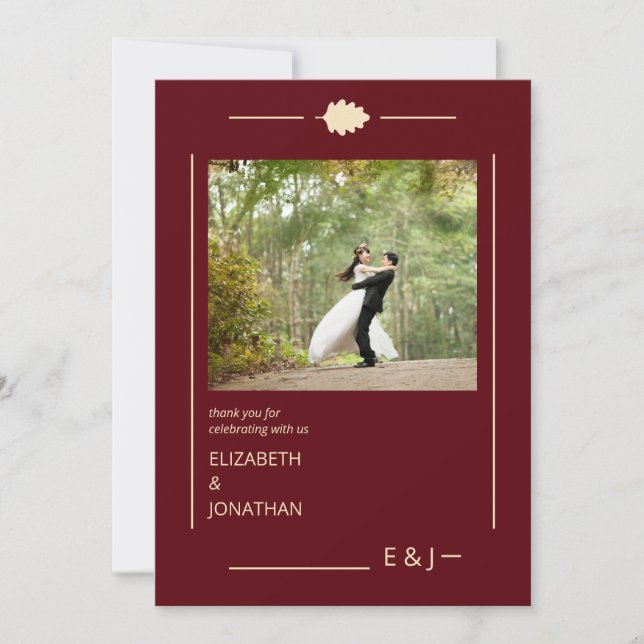 Burgundy Autumn Wedding Tack Kort (Framsida)