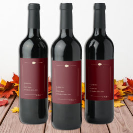 Burgundy Autumn Wedding Vinflaska Etikett
