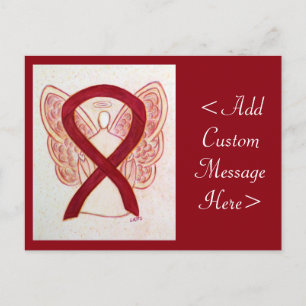 Burgundy Awareness Ribbon Angel Anpassningsbar Pos Vykort