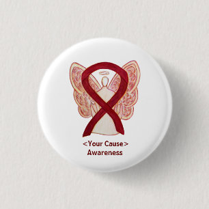 Burgundy Awareness Ribbon Angel Anpassningsbar Sti Knapp