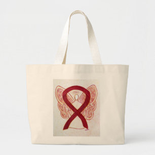 Burgundy Awareness Ribbon Anpassningsbar Art Tote Jumbo Tygkasse