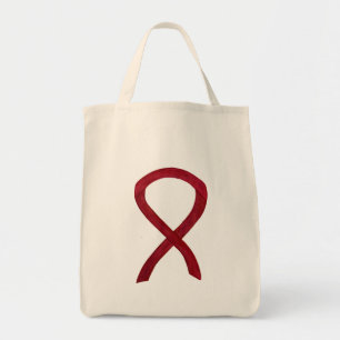 Burgundy Awareness Ribbon Anpassningsbar Art Tote  Tygkasse