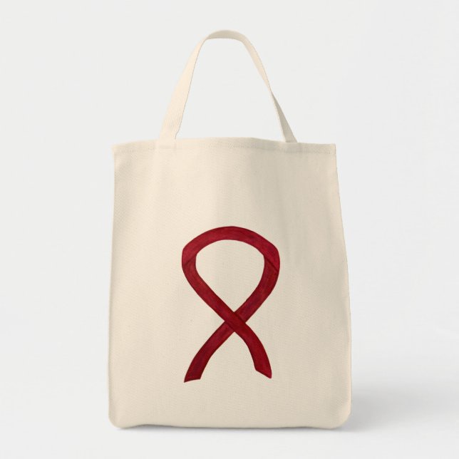 Burgundy Awareness Ribbon Anpassningsbar Art Tote  Tygkasse (Framsidan)