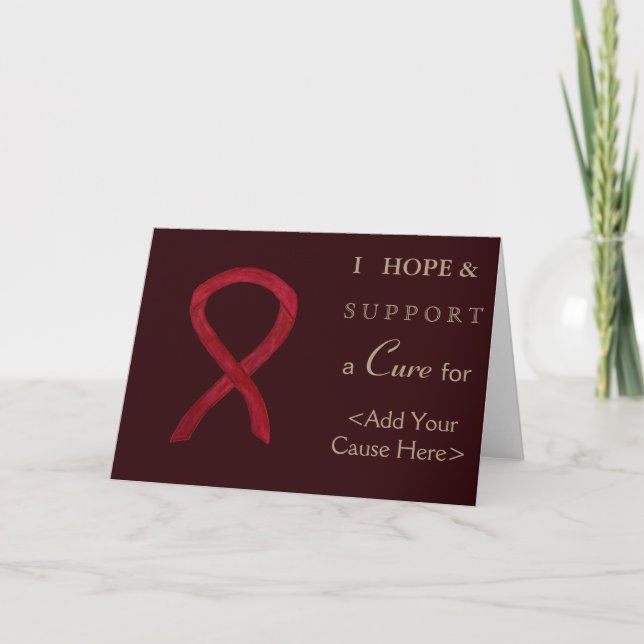 Burgundy Awareness Ribbon Anpassningsbar Order Car Kort (Framsida)