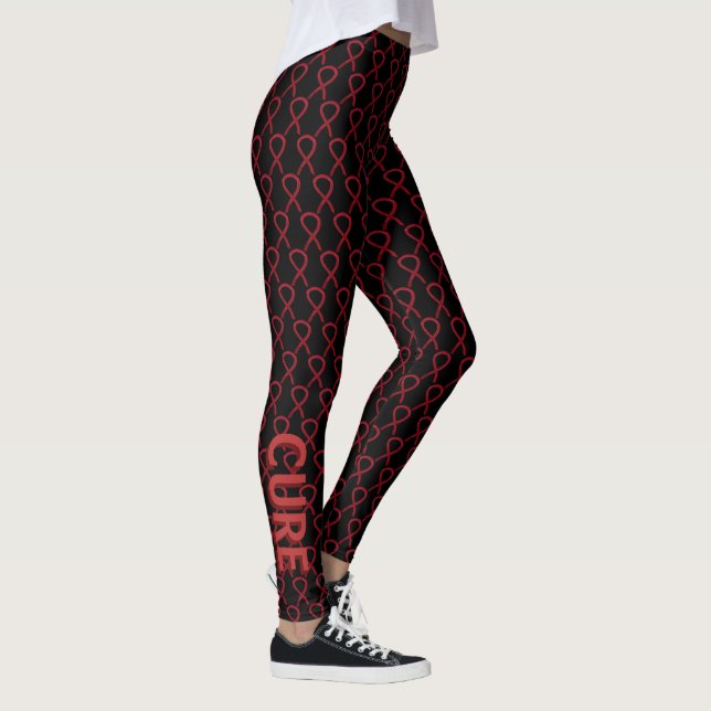 Burgundy Awareness Ribbon Art Anpassningsbar Ord L Leggings (Höger)