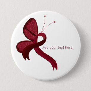 Burgundy Awareness Ribbon Butterfly Butterfly Butt Knapp