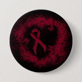 Burgundy Awareness Ribbon Grunge Heart Knapp