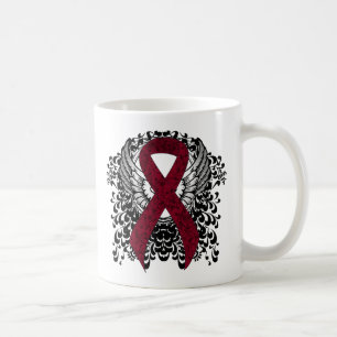 Burgundy Awareness Ribbon med Vingar Kaffemugg