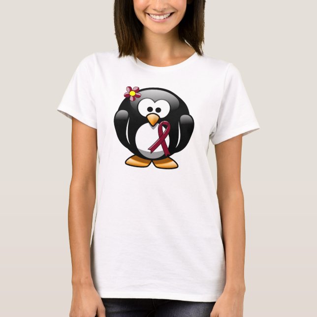 Burgundy Awareness Ribbon Penguin Tröja (Framsida)