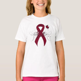 Burgundy Awareness Ribbon with Butterfly T Shirt