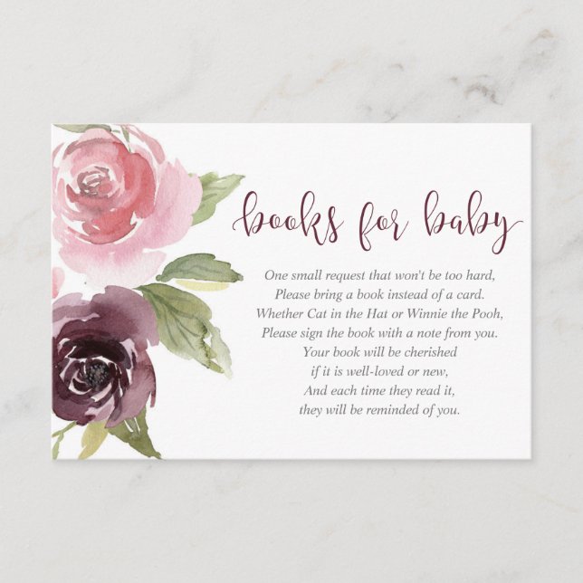 Burgundy  babydusch bok-begäran tilläggskort (Framsida)