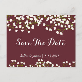 Burgundy Baby's Breath Spara datum Postkort Meddelande Vykort