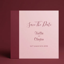 Burgundy Bar Minimalistisk Modern Bröllop Spara Datumet