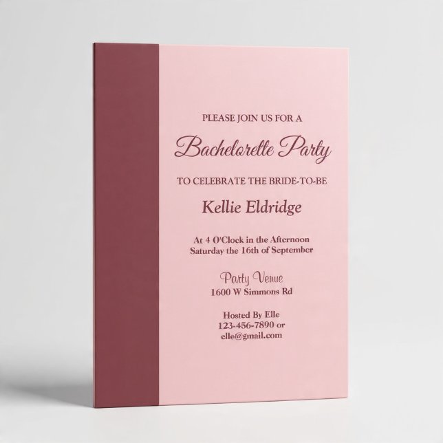 Burgundy Bar Minimalistisk Modern Inbjudningar (Skapare uppladdad)