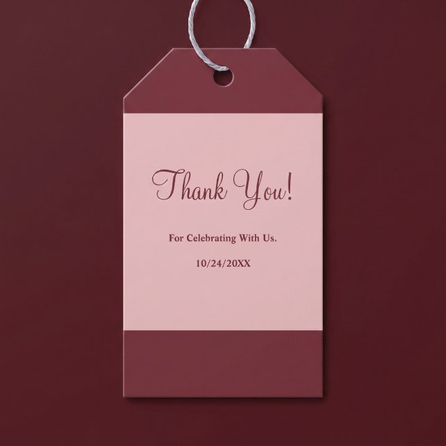Burgundy Bar Minimalistisk Modern Presentetikett (Skapare uppladdad)